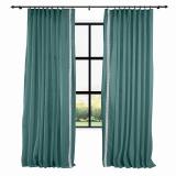 AMARA Polyester Linen Curtain Drapery With Decorative Trim Custom Sold Per Pair