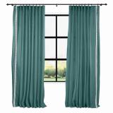 AMARA Polyester Linen Curtain Drapery With Decorative Trim Custom Sold Per Pair