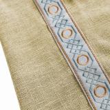 AMARA Polyester Linen Curtain Drapery With Decorative Trim Custom Sold Per Pair
