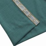AMARA Polyester Linen Curtain Drapery With Decorative Trim Custom Sold Per Pair