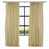 AMARA Polyester Linen Curtain Drapery With Decorative Trim Custom Sold Per Pair