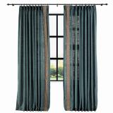 AMARA Polyester Linen Curtain Drapery With Decorative Trim Custom Sold Per Pair