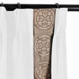 AMARA Polyester Linen Curtain Drapery With Decorative Trim Custom Sold Per Pair