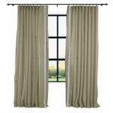 AMARA Polyester Linen Curtain Drapery With Decorative Trim Custom Sold Per Pair
