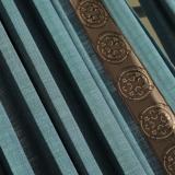 AMARA Polyester Linen Curtain Drapery With Decorative Trim Custom Sold Per Pair