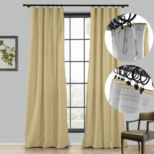 默认描述LIZ 4-in-1 Header Type Polyester Linen Curtain Drapery Custom