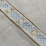 AMARA Polyester Linen Curtain Drapery With Decorative Trim Custom Sold Per Pair