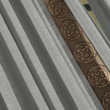 AMARA Polyester Linen Curtain Drapery With Decorative Trim Custom Sold Per Pair