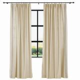 AMARA Polyester Linen Curtain Drapery With Decorative Trim Custom Sold Per Pair