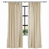 AMARA Polyester Linen Curtain Drapery With Decorative Trim Custom Sold Per Pair