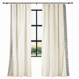 简短描述AMARA Polyester Linen Curtain Drapery With Decorative Trim Custom Sold Per Pair