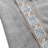 AMARA Polyester Linen Curtain Drapery With Decorative Trim Custom Sold Per Pair