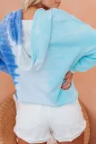 Blue Colorblock The Sun Cotton Blend Tie Dye Hoodie