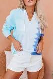 Blue Colorblock The Sun Cotton Blend Tie Dye Hoodie