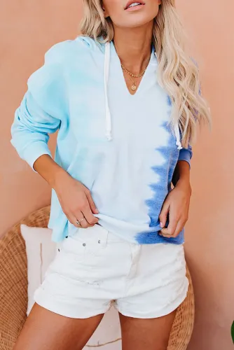 Blue Colorblock The Sun Cotton Blend Tie Dye Hoodie
