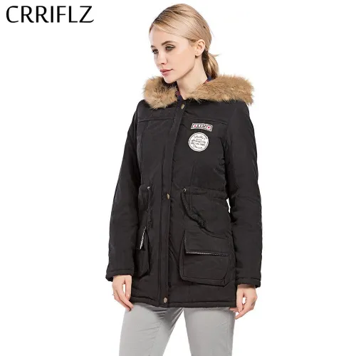 3 Women Parka Fashion Autumn Winter Warm Jackets Women Fur Collar Coats Long Parkas Hoodies Office Lady Cotton Plus Size CRRIFLZ