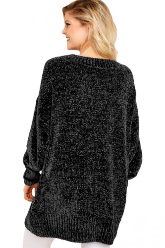 color&size&other Black Cozy Scoop Neck Velvet Sweater22
