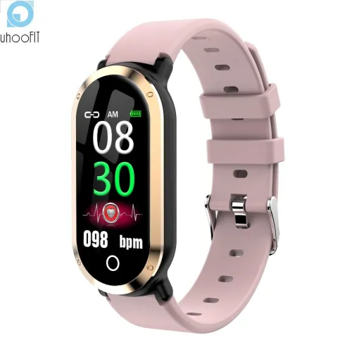 Uhoofit T1 Смарт-часы Для женщин часы монитор сердечного ритма крови Давление активности Фитнес трекер умные часы женские наручные часы