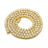 Uwin Men's Hip Hop Bling Bling Iced Out Tennis Chain 1 Row Necklaces Luxury Brand Silver/Gold Color Men Chain Fashion Jewelry