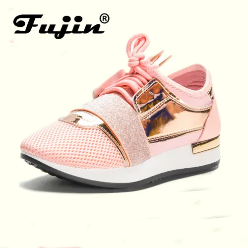 Fujin Women Sneakers New 2019 Spring Fashion Pu Leather Platform shoes Ladies Trainers Chaussure Femme Women Casual Shoes