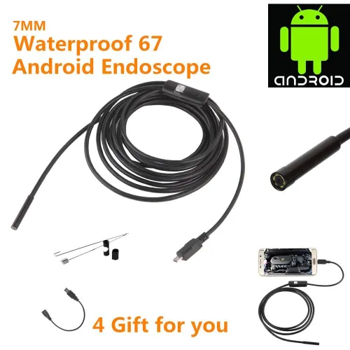 1/2m 5.5mm/7mm Endoscope Camera USB Android Endoscope Waterproof 6 LED Borescope Snake flexible Inspection Camera For Android PC