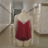 Satin Pajamas Set Lace Trim Pijama Short Pant Sexy Cami Bridal Sleepwear Sets For Women