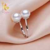 Ninfa anillos de perlas de joyería de perlas naturales de agua dulce doble de moda anillos de boda bandas elásticas para fiesta de cumpleaños, regalo para mujer, chica, R028