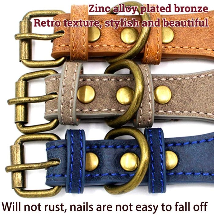 anti-bite spiked studded dog collar personalized adjustable rivet leather dog collar for puppy small and large dogs