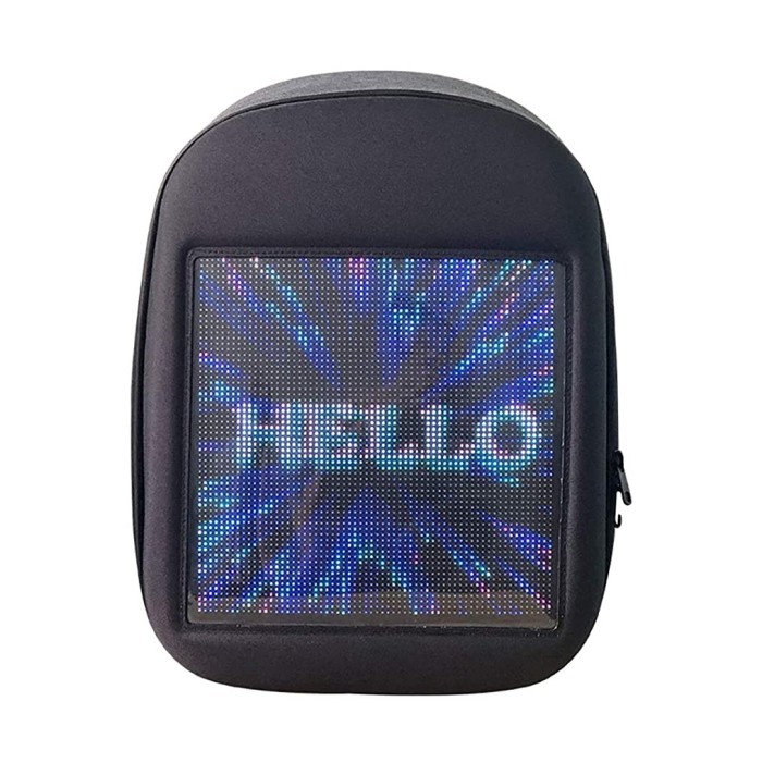 smart LED screen display backpack waterproof creative billboard DIY school bags