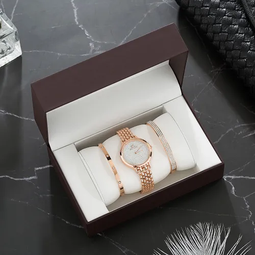 2020 luxury watch sets women's gold wristwatches with stainless steel bracelet fashion diamond gift set free shipping