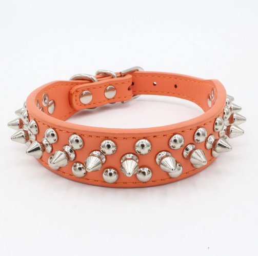 anti-bite spiked studded dog collar personalized adjustable rivet leather dog collar for puppy small and large dogs