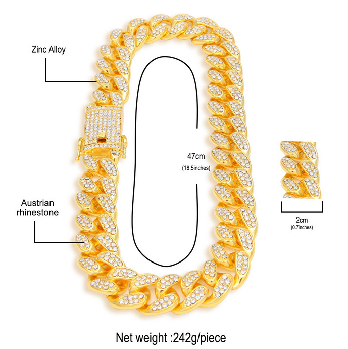 gold silver cuban links chains mens iced out watch necklace for boys hip hop CZ bling jewelry sets