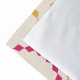 Geometric Print Polyester Linen Curtain Drapery FLAMINGO