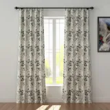 Floral Print Polyester Linen Curtain Drapery BAHAZHA