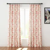 Floral Print Polyester Linen Curtain Drapery ELK