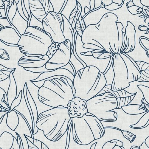 Floral Print Polyester Linen Curtain Drapery JACK