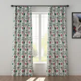 Floral Print Polyester Linen Curtain Drapery ANCHOR