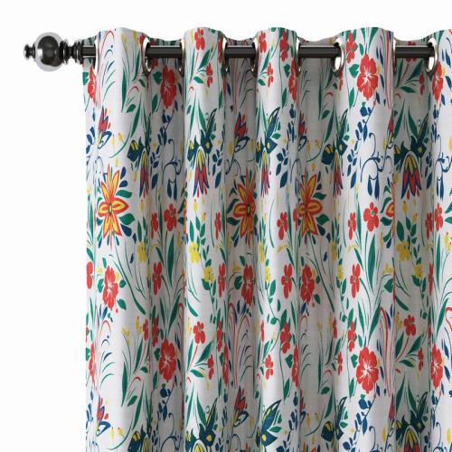 Floral Print Polyester Linen Curtain Drapery JAYDEN
