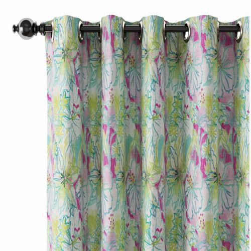 Floral Print Polyester Linen Curtain Drapery MILES