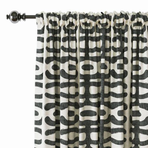 Abstract Print Polyester Linen Curtain Drapery GRAPE