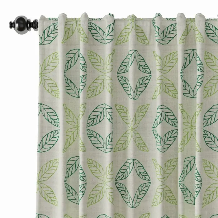 Nature Print Polyester Linen Curtain Drapery TUSCANY