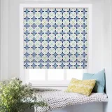 CAMELLIA Geometric Print Polyester Linen Roman Shade