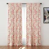 Floral Print Polyester Linen Curtain Drapery ELK