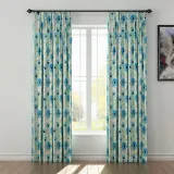 Floral Print Polyester Linen Curtain Drapery BENJIMAN