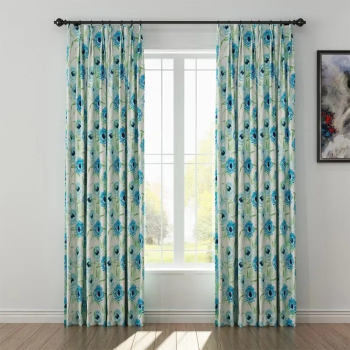 Floral Print Polyester Linen Curtain Drapery BENJIMAN