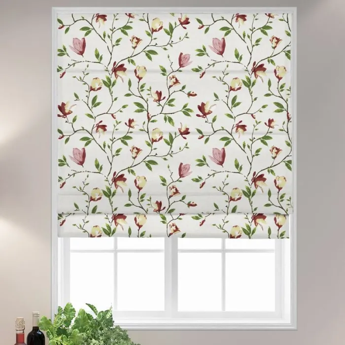 CORA Botanical Flower Print Polyester Cotton Roman Shade
