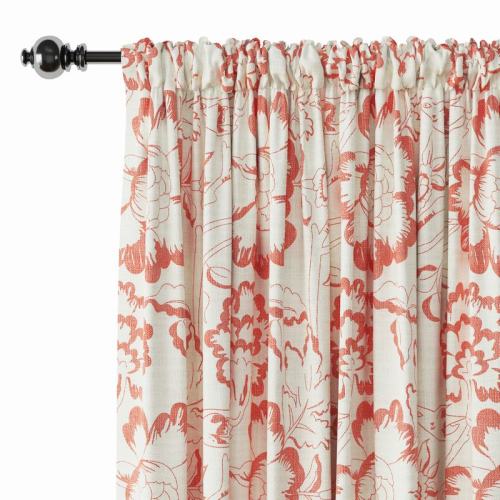 Floral Print Polyester Linen Curtain Drapery ELK