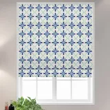 CAMELLIA Geometric Print Polyester Linen Roman Shade