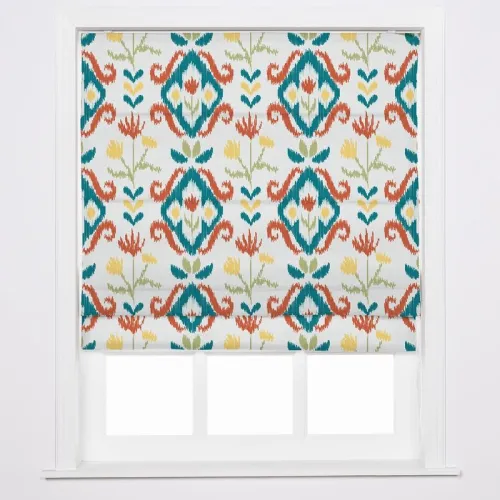 ANGELIA Ethnic Print Polyester Linen Roman Shade