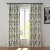Floral Print Polyester Linen Curtain Drapery BAHAZHA